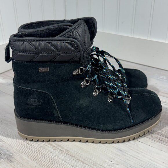 UGG Birch 1095712 Lace-Up Ankle Waterproof Women’s Boot Size 6.5 Black Ugg Boots - Picture 1 of 10